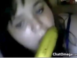 Закръглени камера adolescent с а банан