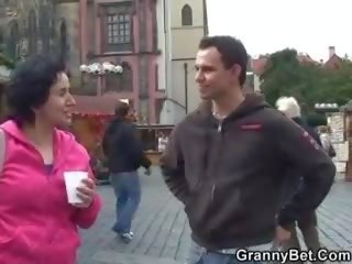 Granny tourist gets picked up and pounded